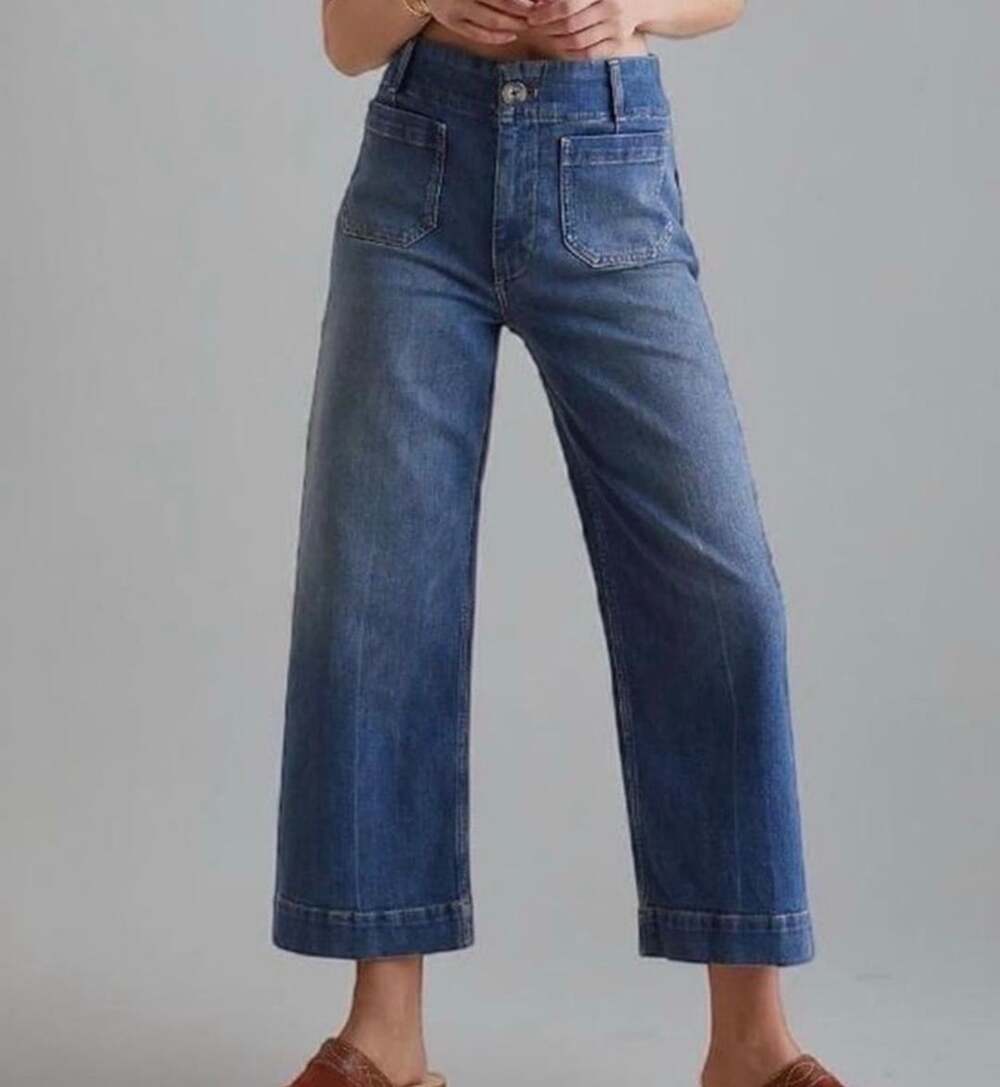 Anthropologie Pilcro The Skipper Wide Leg Patch Pocket Jeans Cropped Denim 26